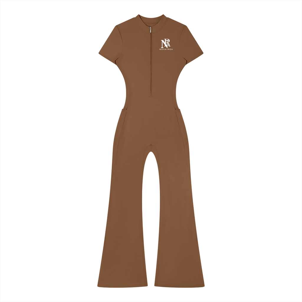 Women’s Tight Flared Leg Quarter-Zip Jumpsuit