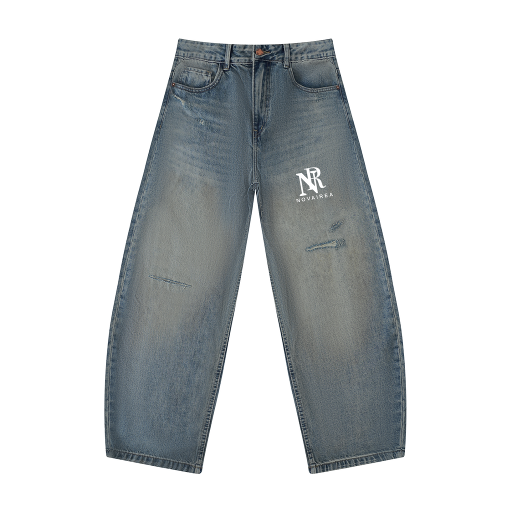 Men's Distressed Barrel Leg Jeans